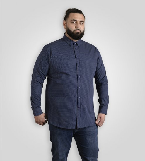 D555 Middlesbrough Long Sleeve AOP Micro Blue Shirt Navy TALL SIZE - Srajce - Moške srajce za Močnejše Postave