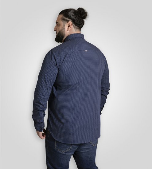 D555 Middlesbrough Long Sleeve AOP Micro Blue Shirt Navy - Srajce - Moške srajce za Močnejše Postave