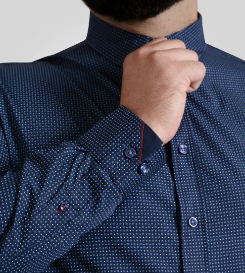 D555 Middlesbrough Long Sleeve AOP Micro Blue Shirt Navy - Srajce - Moške srajce za Močnejše Postave