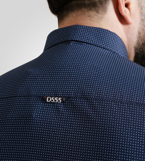 D555 Middlesbrough Long Sleeve AOP Micro Blue Shirt Navy - Srajce - Moške srajce za Močnejše Postave