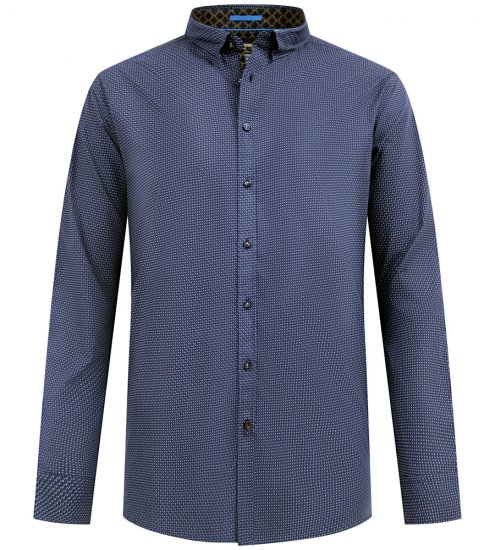 D555 Middlesbrough Long Sleeve AOP Micro Blue Shirt Navy - Srajce - Moške srajce za Močnejše Postave