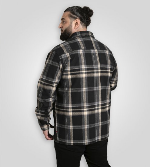 D555 Falkirk Long Sleeve Heavy Shacket Overshirt Black/Grey TALL SIZES - Srajce - Moške srajce za Močnejše Postave