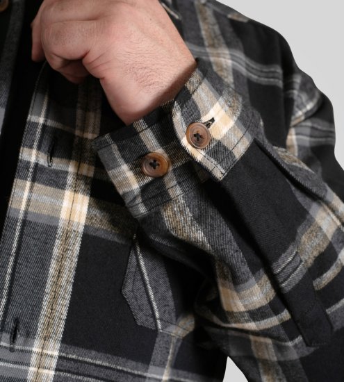 D555 Falkirk Long Sleeve Heavy Shacket Overshirt Black/Grey TALL SIZES - Srajce - Moške srajce za Močnejše Postave