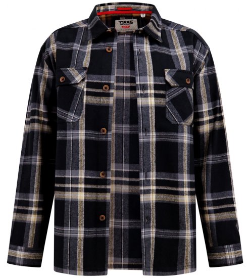 D555 Falkirk Long Sleeve Heavy Shacket Overshirt Black/Grey TALL SIZES - Srajce - Moške srajce za Močnejše Postave