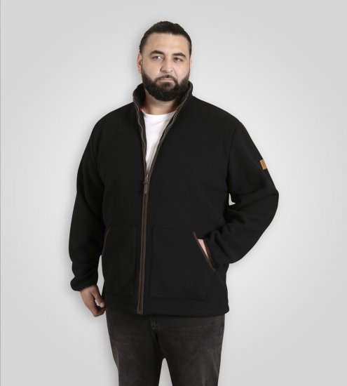 D555 Louth Micro Fleece Jacket with Sherpa Lining Black - Jakne - Moške bunde za Močnejše Postave