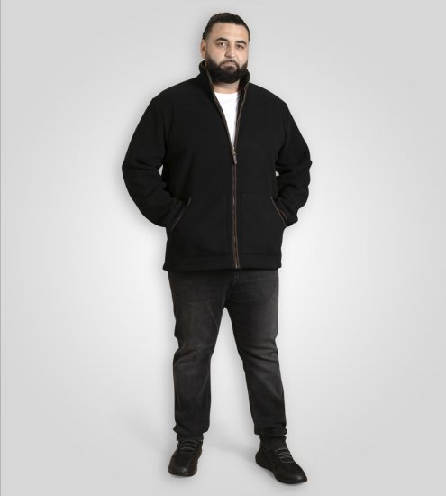 D555 Louth Micro Fleece Jacket with Sherpa Lining Black - Jakne - Moške bunde za Močnejše Postave
