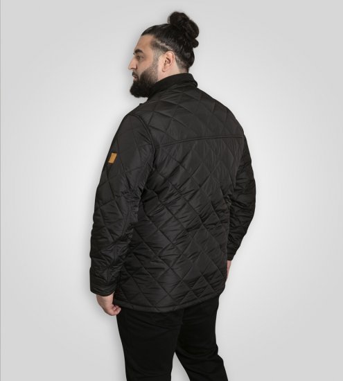 D555 Harborough Quilted Jacket with Corduroy Collar Black - Jakne - Moške bunde za Močnejše Postave