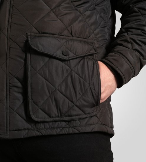 D555 Harborough Quilted Jacket with Corduroy Collar Black - Jakne - Moške bunde za Močnejše Postave