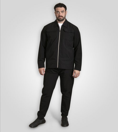 D555 Wimbledon Couture Stretch Jacket with Zipper Black - Jakne - Moške bunde za Močnejše Postave