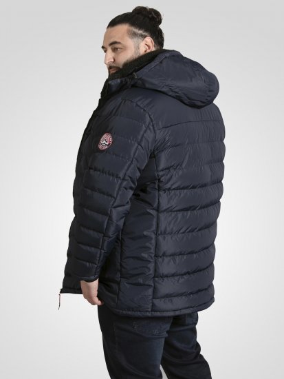D555 Workington Podložena jakna s kapuco in sherpa podlogo temno modra - Jakne - Moške bunde za Močnejše Postave