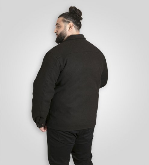 D555 Epsom Harrington Jacket with Zip Through Collared Melton Black - Jakne - Moške bunde za Močnejše Postave