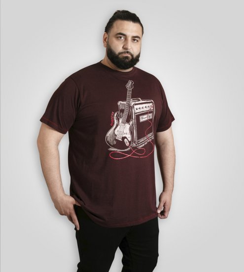 D555 Barnsley Guitar and Amp Crew Neck T-Shirt Burgundy - Kratke Majice - Moške kratke majice za močnejše postave