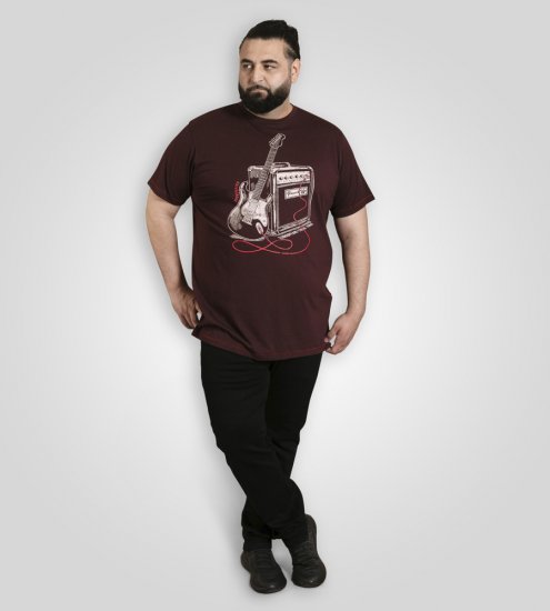 D555 Barnsley Guitar and Amp Crew Neck T-Shirt Burgundy - Kratke Majice - Moške kratke majice za močnejše postave