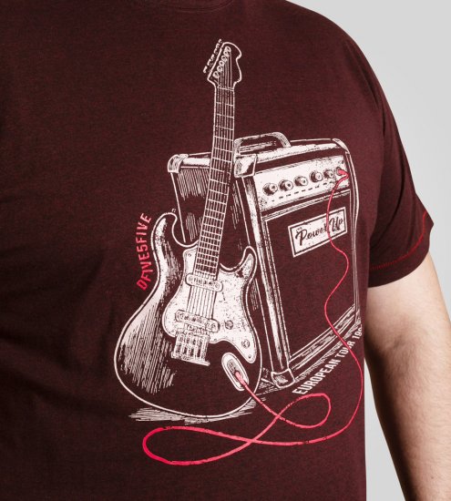 D555 Barnsley Guitar and Amp Crew Neck T-Shirt Burgundy - Kratke Majice - Moške kratke majice za močnejše postave