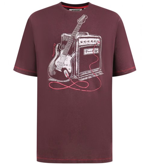 D555 Barnsley Guitar and Amp Crew Neck T-Shirt Burgundy - Kratke Majice - Moške kratke majice za močnejše postave