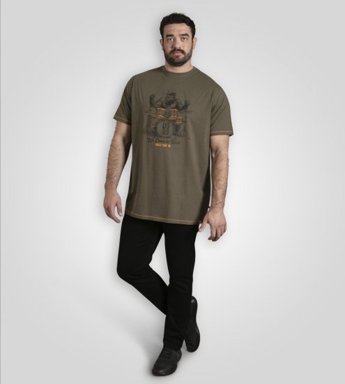 D555 Stockton Gorilla Playing Drums Crew Neck T-Shirt Khaki - Kratke Majice - Moške kratke majice za močnejše postave