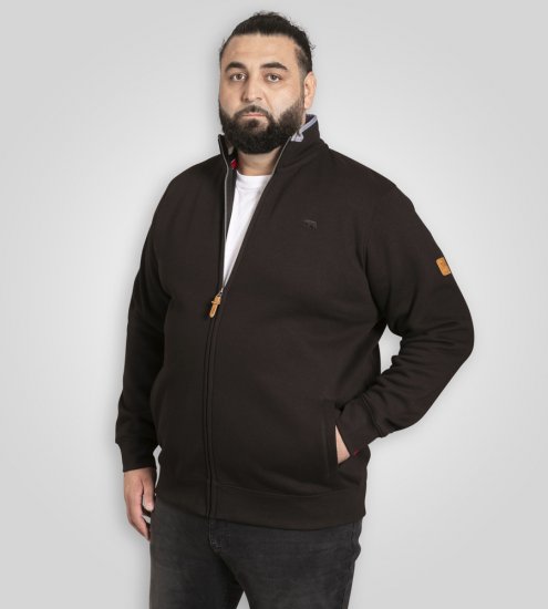 D555 Johnson Fleece Zip Through Sweatshirt with Chest Embroidery - Puloverji & jopice - Moški Puloverji & Jopice za Močnejše Postave