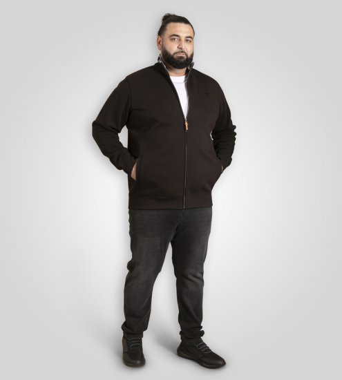 D555 Johnson Fleece Zip Through Sweatshirt with Chest Embroidery - Puloverji & jopice - Moški Puloverji & Jopice za Močnejše Postave