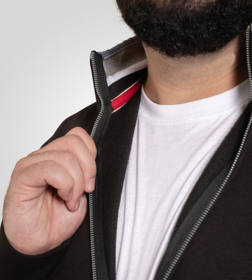 D555 Johnson Fleece Zip Through Sweatshirt with Chest Embroidery - Puloverji & jopice - Moški Puloverji & Jopice za Močnejše Postave