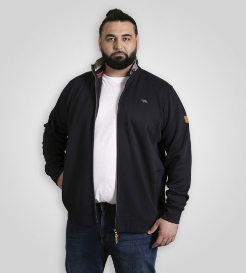 D555 Johnson Zip Through Fleece Sweatshirt with Chest Embroidery Navy - Puloverji & jopice - Moški Puloverji & Jopice za Močnejše Postave