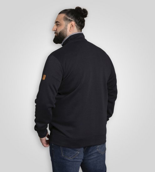 D555 Johnson Zip Through Fleece Sweatshirt with Chest Embroidery Navy - Puloverji & jopice - Moški Puloverji & Jopice za Močnejše Postave