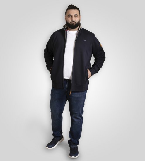 D555 Johnson Zip Through Fleece Sweatshirt with Chest Embroidery Navy - Puloverji & jopice - Moški Puloverji & Jopice za Močnejše Postave