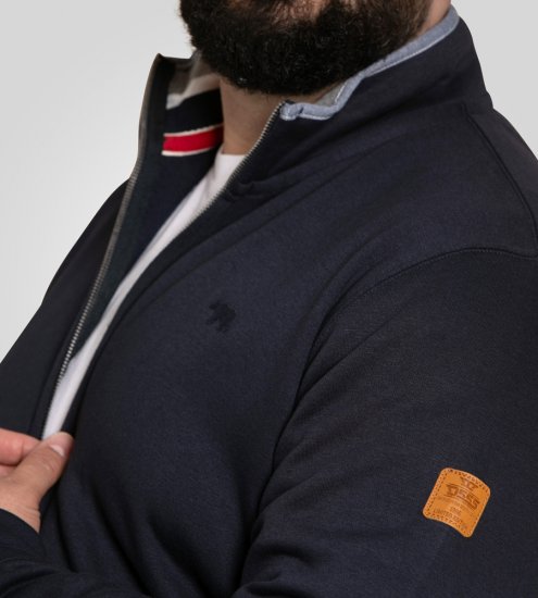 D555 Johnson Zip Through Fleece Sweatshirt with Chest Embroidery Navy - Puloverji & jopice - Moški Puloverji & Jopice za Močnejše Postave
