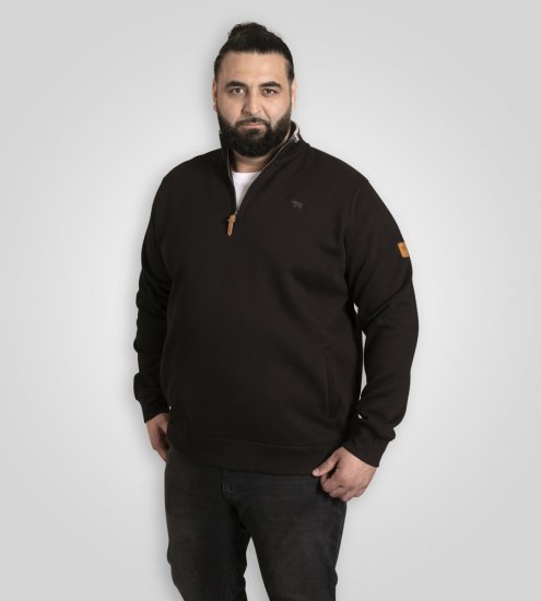D555 Russel Fleece Sweatshirt with Chest Embroidery Black - Puloverji & jopice - Moški Puloverji & Jopice za Močnejše Postave