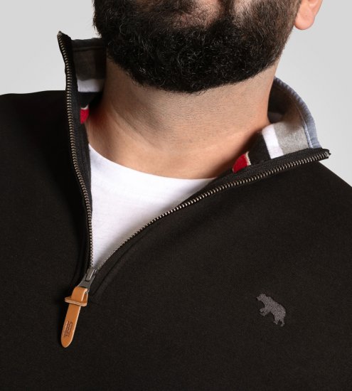 D555 Russel Fleece Sweatshirt with Chest Embroidery Black - Puloverji & jopice - Moški Puloverji & Jopice za Močnejše Postave