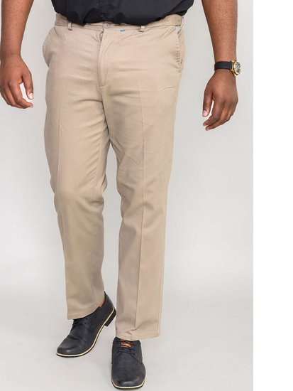 D555 Bruno Stretch Chino pants with Extenda Waist Beige - Kavbojke & hlače - Moške Kavbojke in Hlače za Močnejše Postave