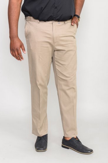 D555 Bruno Stretch Chino pants with Extenda Waist Beige - Kavbojke & hlače - Moške Kavbojke in Hlače za Močnejše Postave