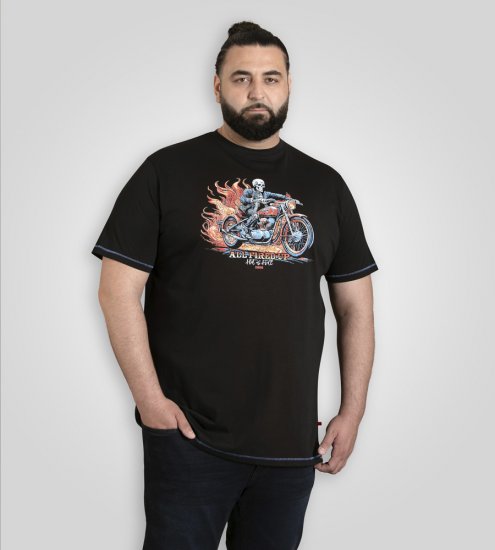 D555 Dewsbury Skeleton On Bike Crew Neck T-Shirt Black TALL SIZE - MOŠKA OBLAČILA MT-6XLT - DALJŠI kroji