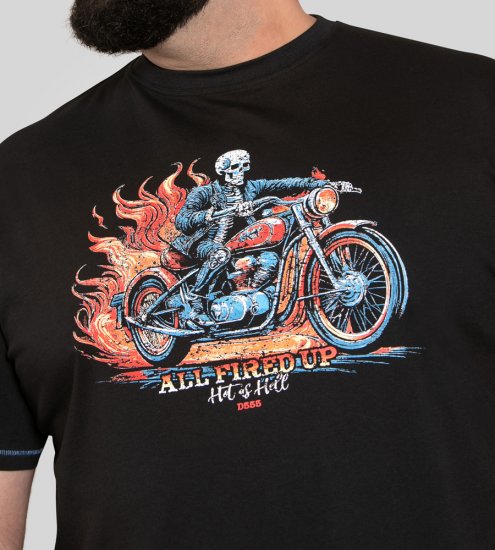 D555 Dewsbury Skeleton On Bike Crew Neck T-Shirt Black TALL SIZE - MOŠKA OBLAČILA MT-6XLT - DALJŠI kroji