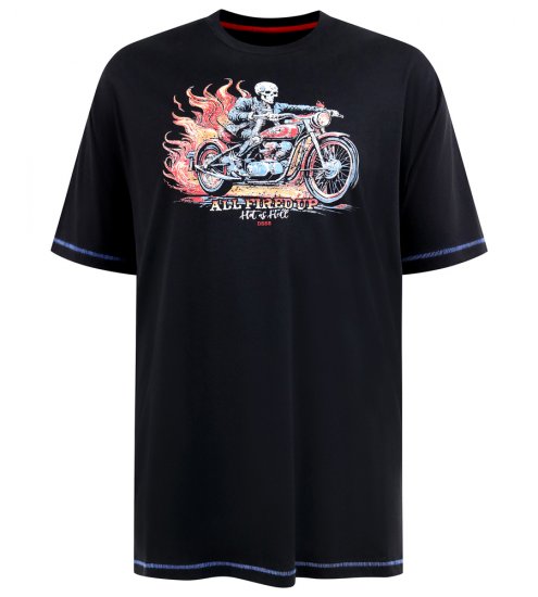 D555 Dewsbury Skeleton On Bike Crew Neck T-Shirt Black TALL SIZE - MOŠKA OBLAČILA MT-6XLT - DALJŠI kroji