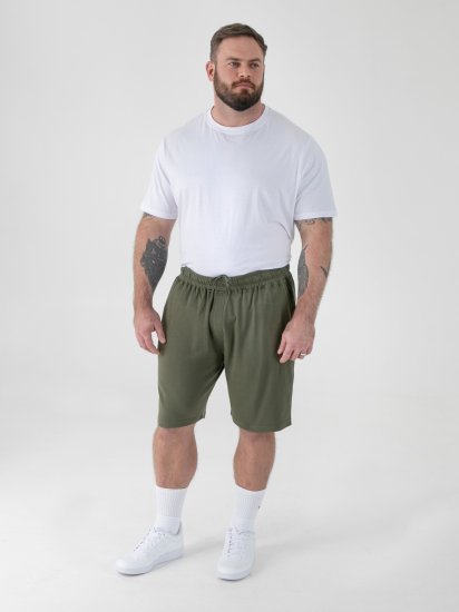 D555 Mitchell 1 Stretch Kratke Hlače z Elastičnim Pasom Khaki - Trenirke & kratke trenirke - Moške Trenirke za Močnejše Postave