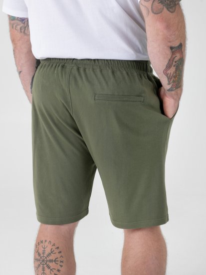 D555 Mitchell 1 Stretch Kratke Hlače z Elastičnim Pasom Khaki - Trenirke & kratke trenirke - Moške Trenirke za Močnejše Postave