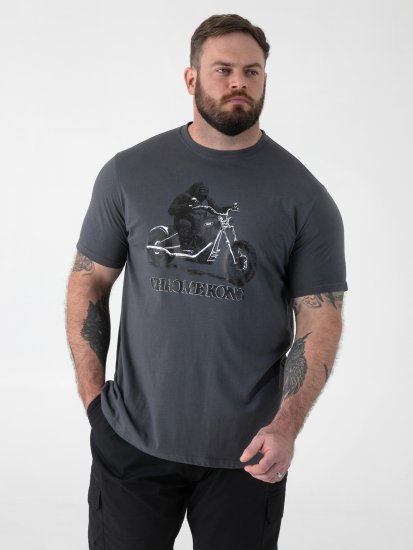 D555 Craig Gorilla Biker Majica s Potiskom Temno Siva - Kratke Majice - Moške kratke majice za močnejše postave