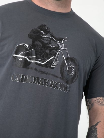 D555 Craig Gorilla Biker Majica s Potiskom Temno Siva - Kratke Majice - Moške kratke majice za močnejše postave