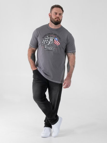 D555 Jasper Official Gas Monkey Majica s Potiskom Siva - Kratke Majice - Moške kratke majice za močnejše postave