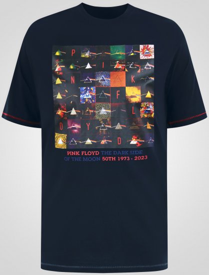 D555 Otto Official Pink Floyd 50th Anniversary Majica s Potiskom Temno Modra - Kratke Majice - Moške kratke majice za močnejše postave