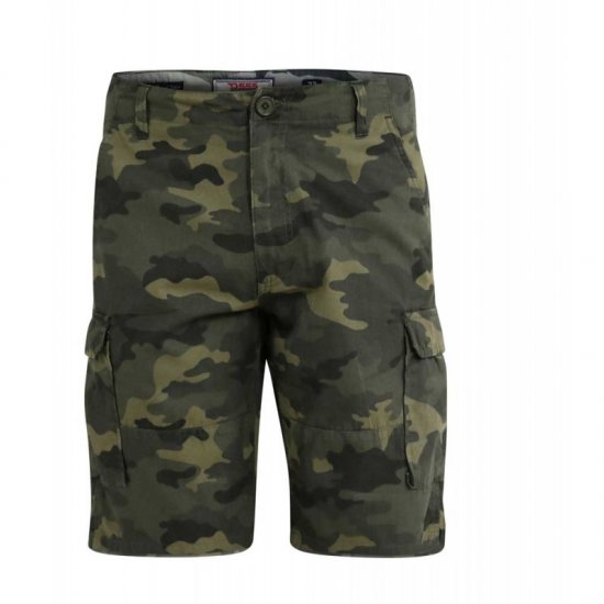 D555 Marty Camo Shorts Green - Kratke hlače - Moške Kratke Hlače za Močnejše Postave