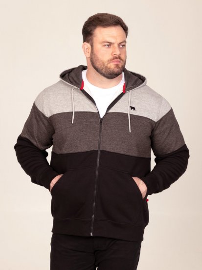 D555 Fitzgerald Zip Through Hoody With Cut & Sew Panels Črna - Puloverji & jopice - Moški Puloverji & Jopice za Močnejše Postave