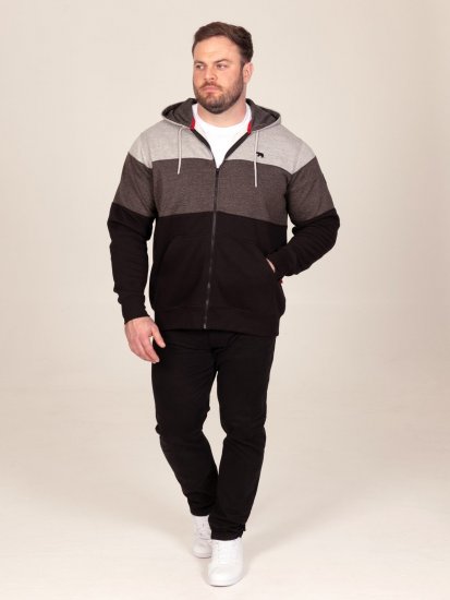 D555 Fitzgerald Zip Through Hoody With Cut & Sew Panels Črna - Puloverji & jopice - Moški Puloverji & Jopice za Močnejše Postave
