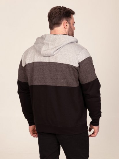 D555 Fitzgerald Zip Through Hoody With Cut & Sew Panels Črna - Puloverji & jopice - Moški Puloverji & Jopice za Močnejše Postave