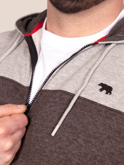 D555 Fitzgerald Zip Through Hoody With Cut & Sew Panels Črna - Puloverji & jopice - Moški Puloverji & Jopice za Močnejše Postave