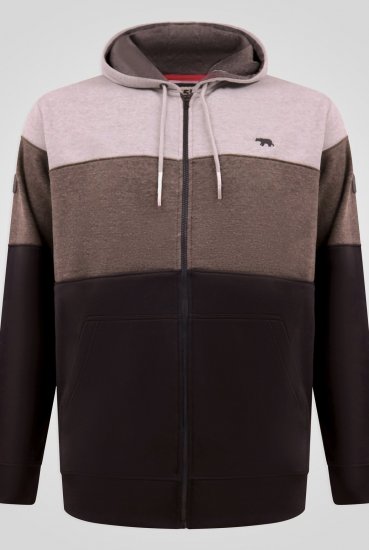 D555 Fitzgerald Zip Through Hoody With Cut & Sew Panels Črna - Puloverji & jopice - Moški Puloverji & Jopice za Močnejše Postave