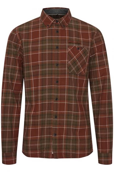 Blend Checked Long Sleeve Shirt 4324 Brown - Srajce - Moške srajce za Močnejše Postave