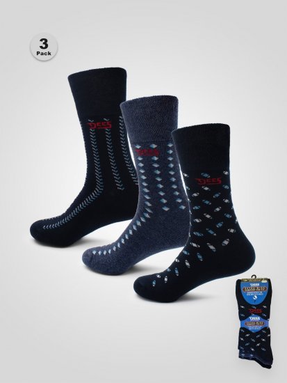 D555 Harold 3 Extra Wide Comfort Fit Socks 3-pack Navy/Denim - Spodnje perilo & kopalne hlače - Moško Spodnje Perilo za močnejše postave