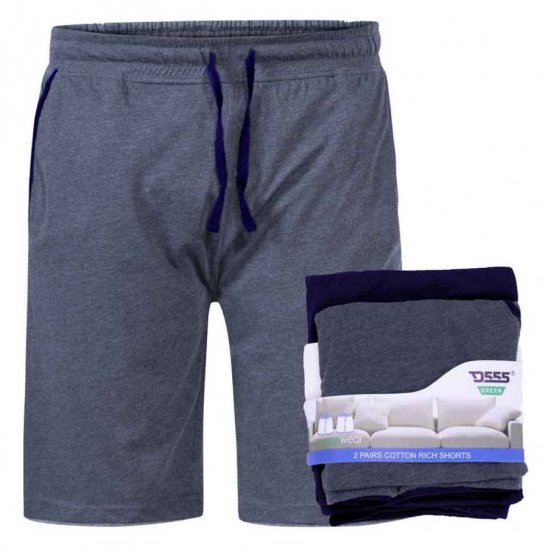 D555 Cobra Two Pack Elasticated Waist Band Jersey Shorts With Pockets - Trenirke & kratke trenirke - Moške Trenirke za Močnejše Postave