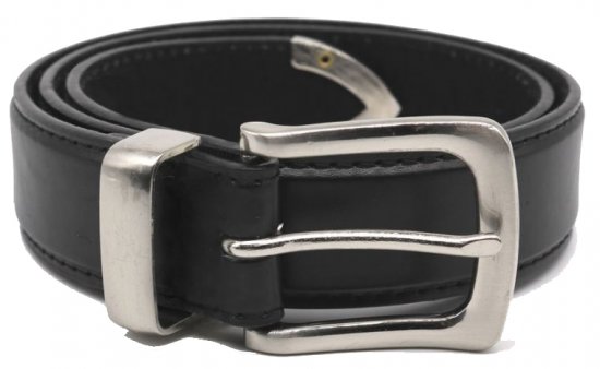 D555 Joeseph Leather Belt Black, 3,5cm - Pasovi - Moški Pasovi Večje Velikosti